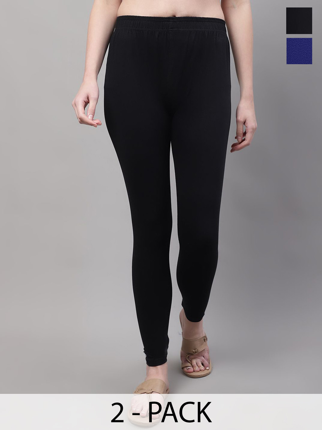 Valles365 by S.C. Women Pack Of 2 Cotton Ankle-Length Leggings
