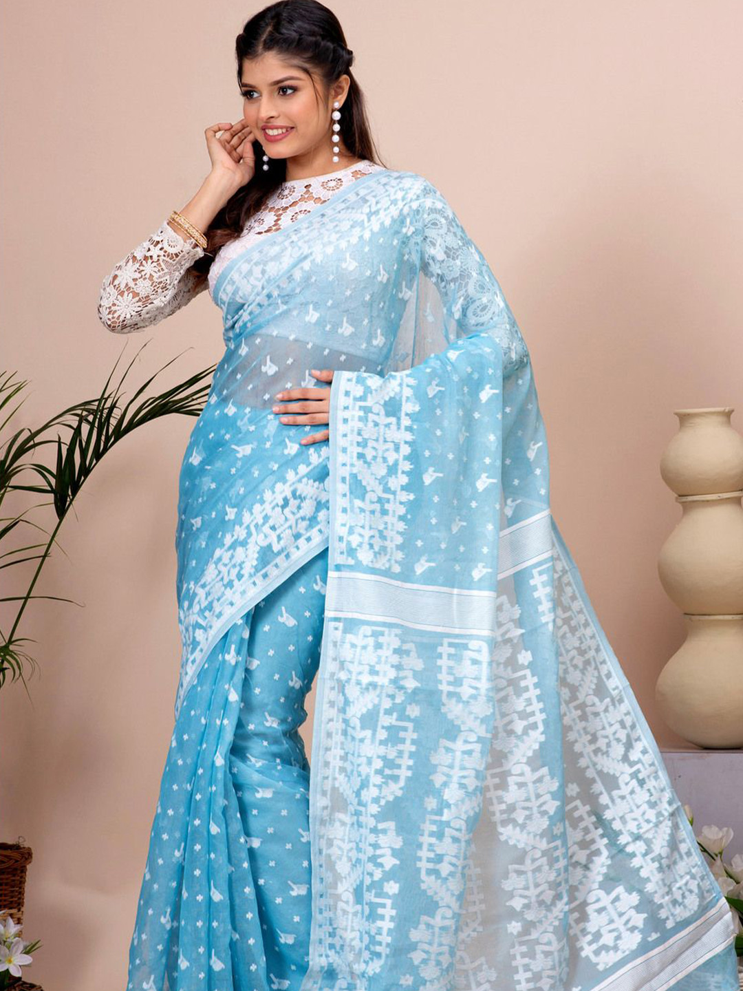 Crochetin Woven Design Jamdani Sarees