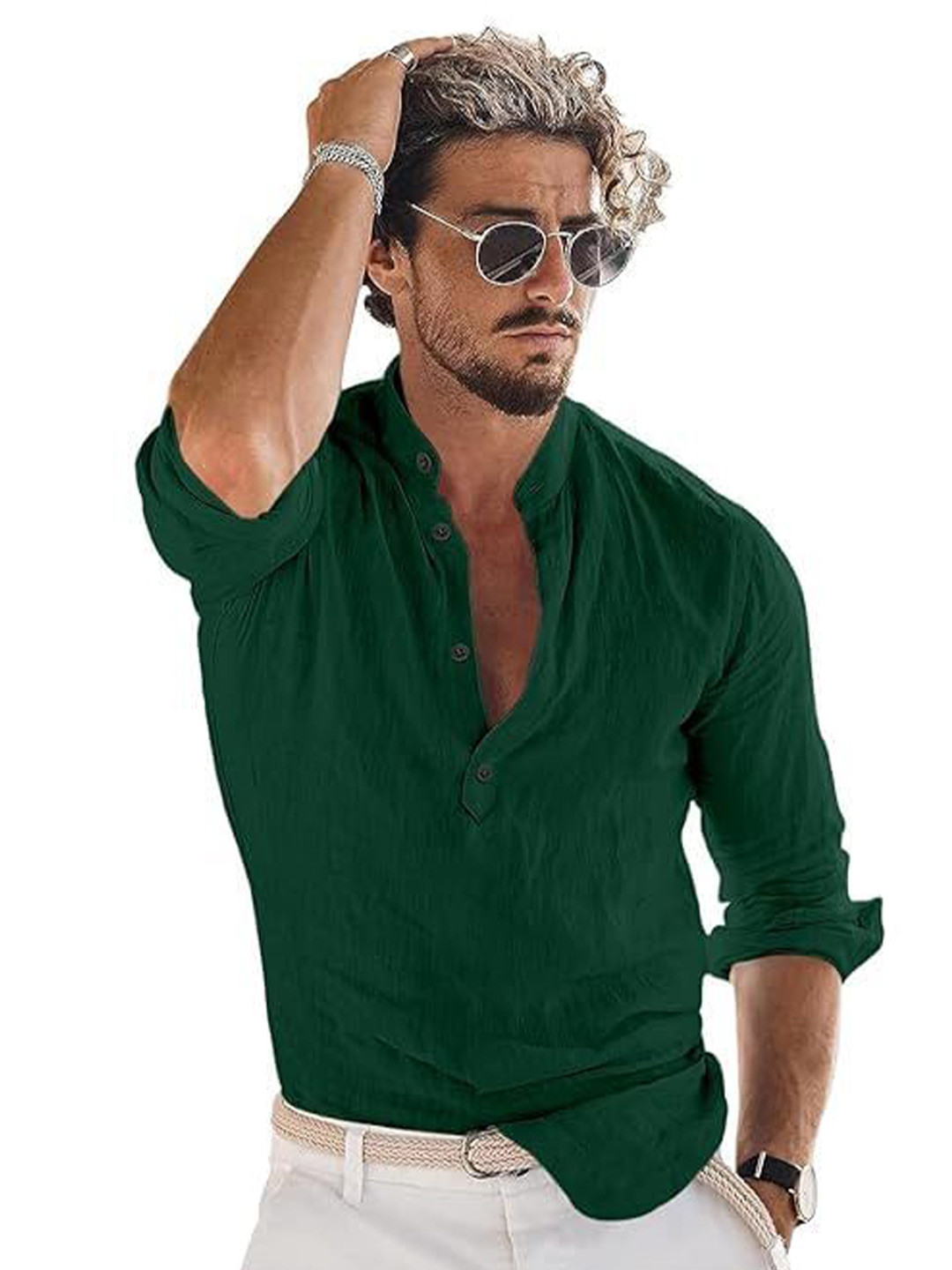 EdinWolf Men India Slim Fit Band Collar Solid Cotton Casual Kurta