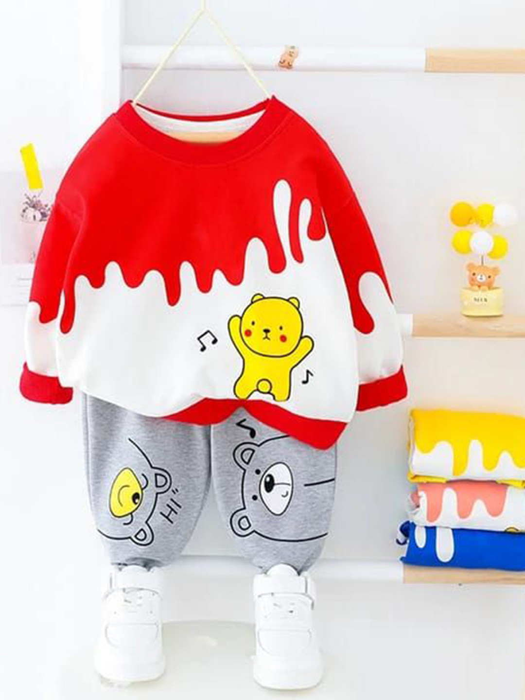 Pink Angel Unisex Kids Printed Pure Cotton Sweatshirt and Joggers