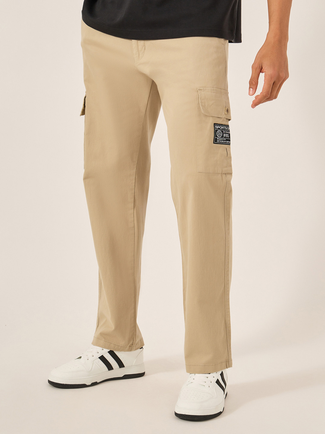 Styli Men Relaxed Fit Cargo Trouser with Badge