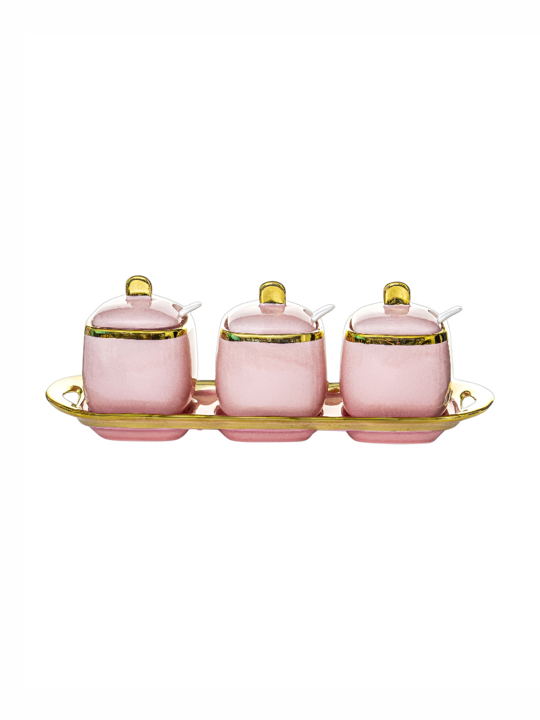 Roxx Pink Ceramic Dishwasher Safe 7 Piece Flip Top Fridge Container-250ml