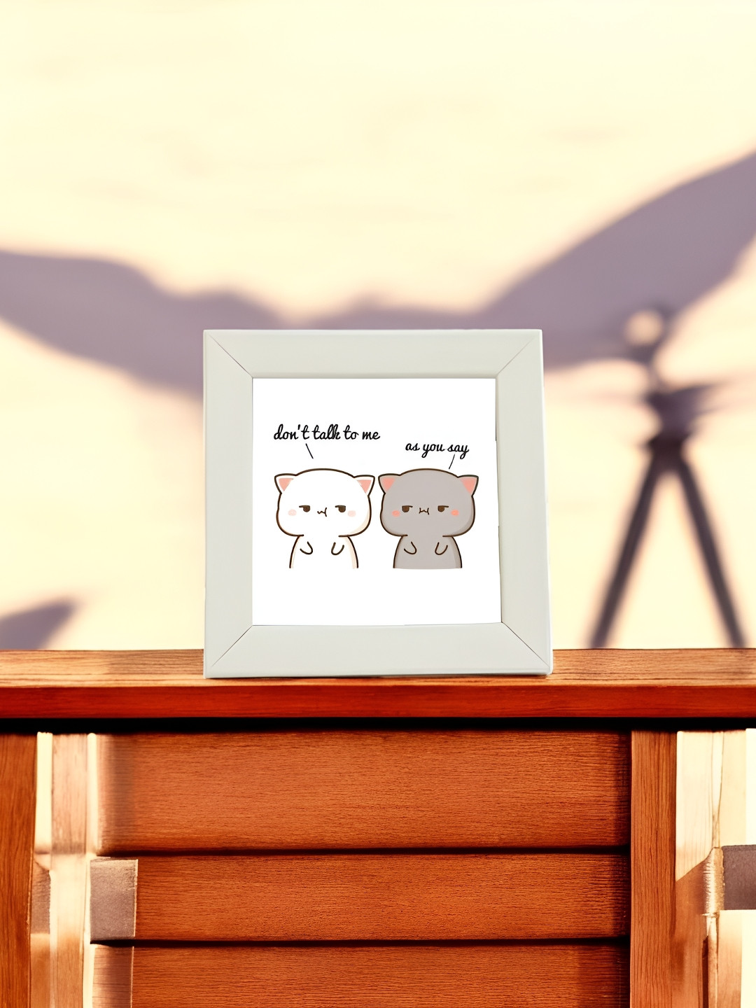 Anikmart White & Grey Self Design Table Top MDF Photo Frame