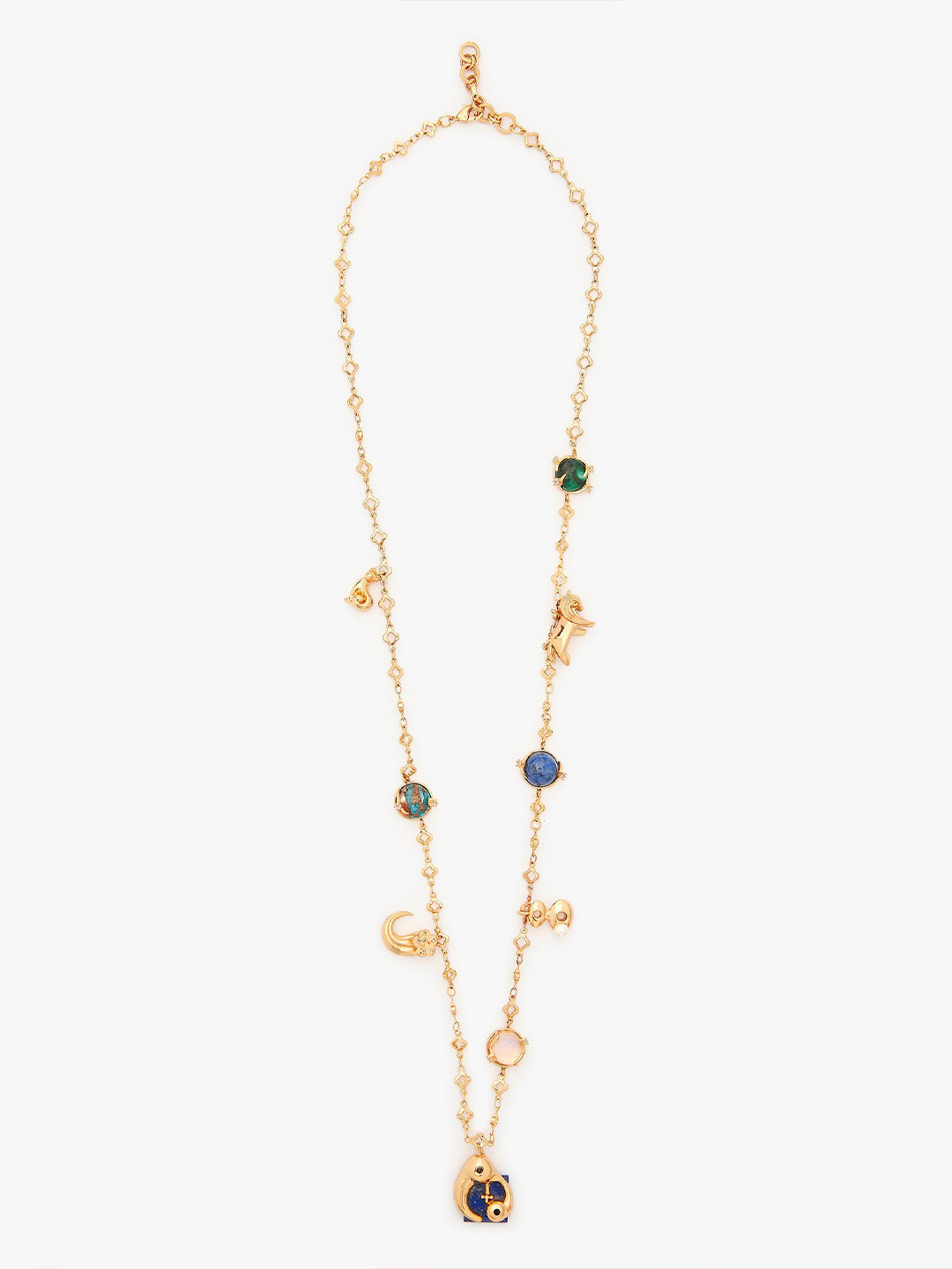 Outhouse Cancer Vintage Celestial Halo 22K Gold-Plated Lapis Lazuli Studded Chain