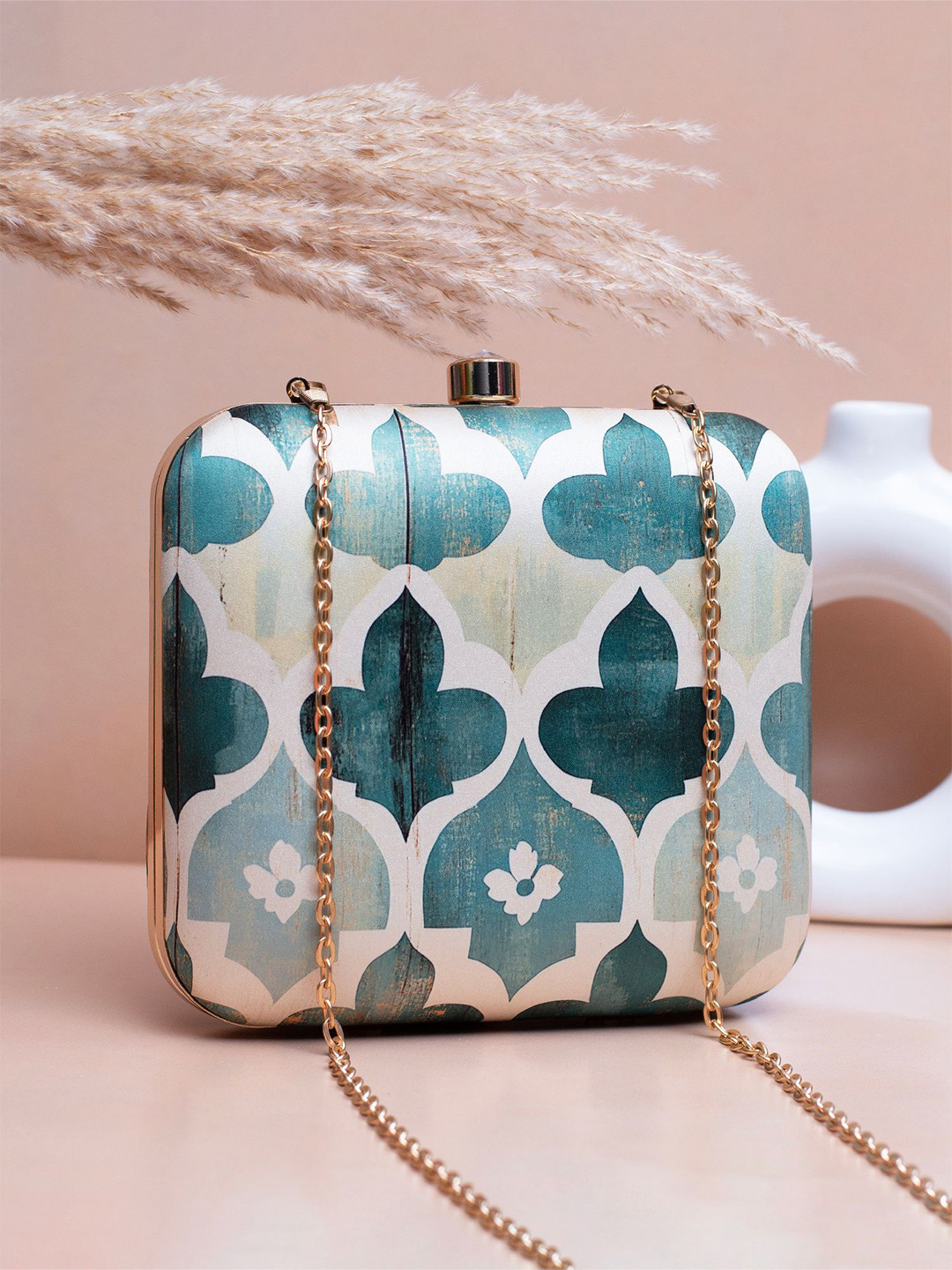 ARTKLIM Leaf Printed Shoulder Strap Box Clutch