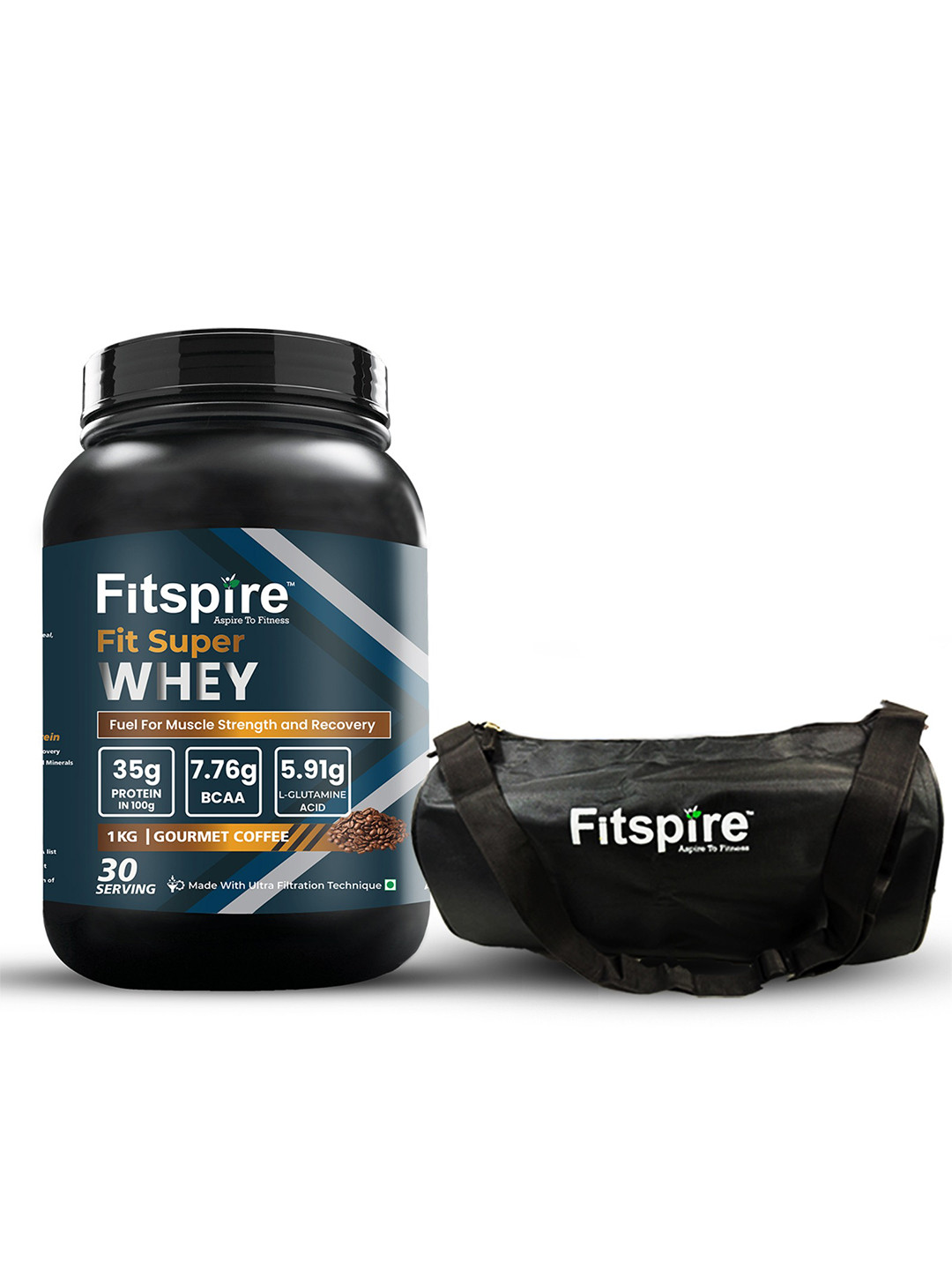FITSPIRE Fit Super For Easy Digestion Whey Protein With Bag- Gourmet Coffee - 1 Kg