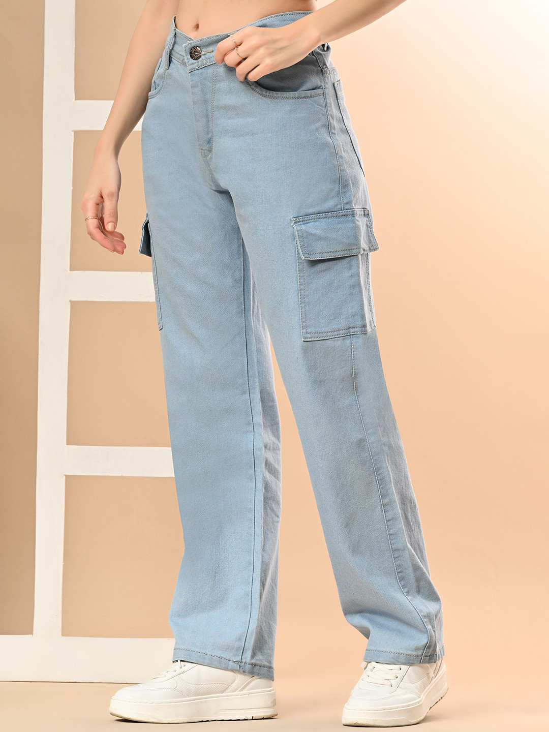 LINARIA Women Classic Clean Look Jogger Cargo Styles Cotton Jeans