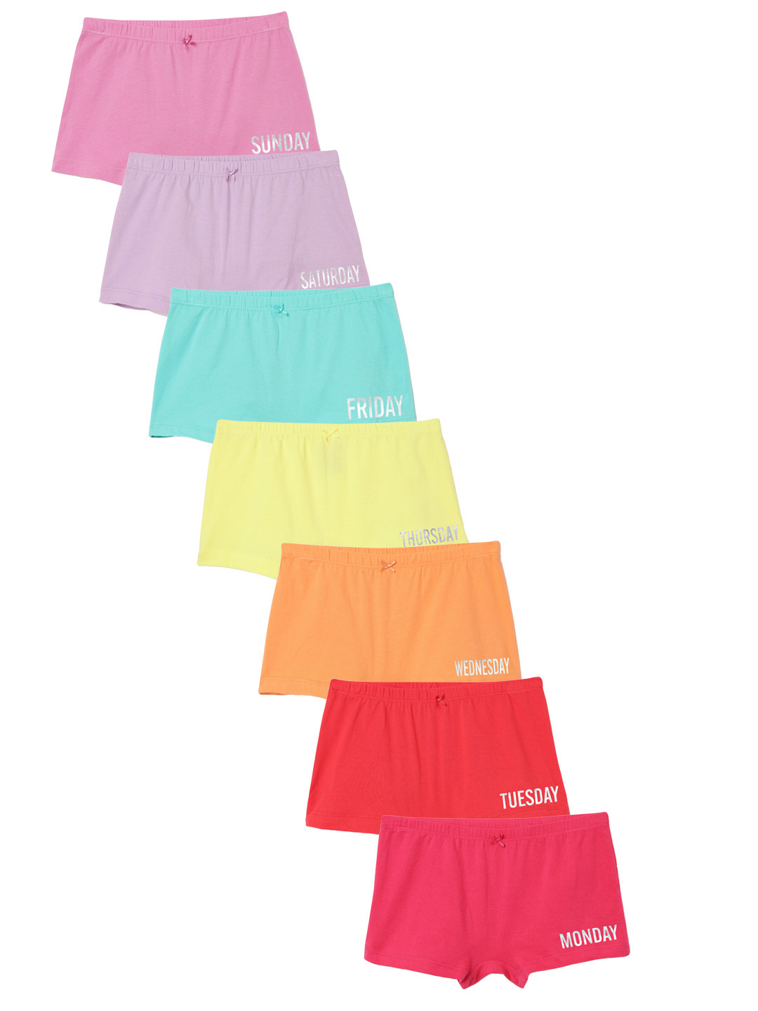 Charm n Cherish Girls Pack Of 7 Weekdays Printed Boy Short Briefs