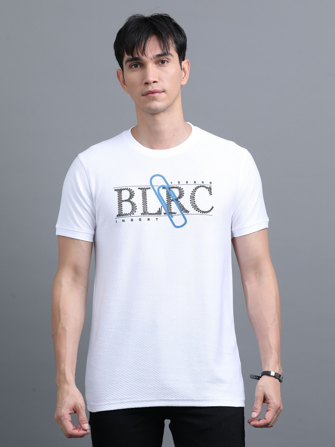BLUE ARC Men Typography Printed Round Neck T-shirt