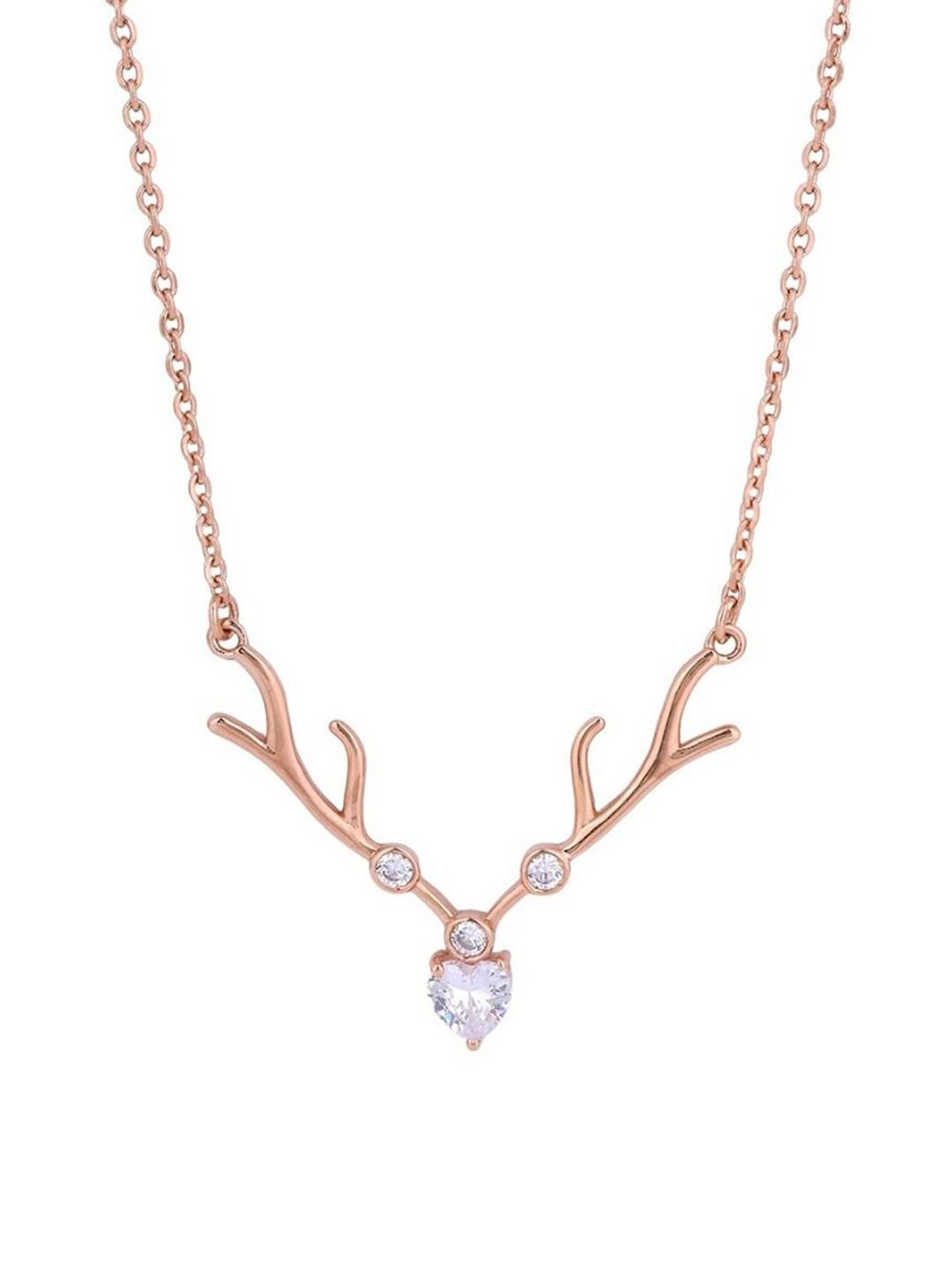 MAIRA 925 Sterling Silver Rose Gold-Plated Cubic Zirconia-Studded Necklace