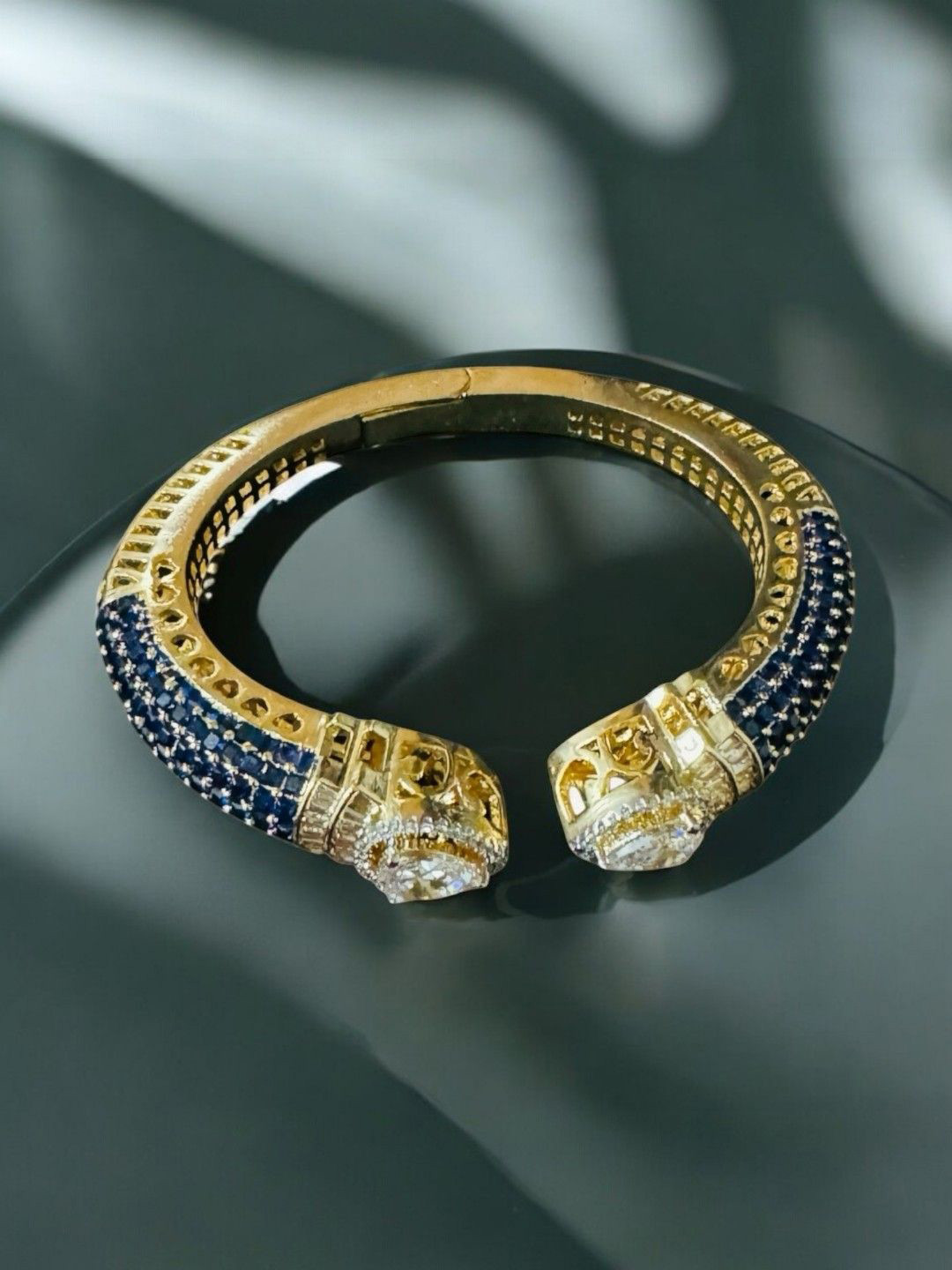 Chaandi Rivaaz Gold-Plated Cubic Zirconia Studded Kada Bracelet