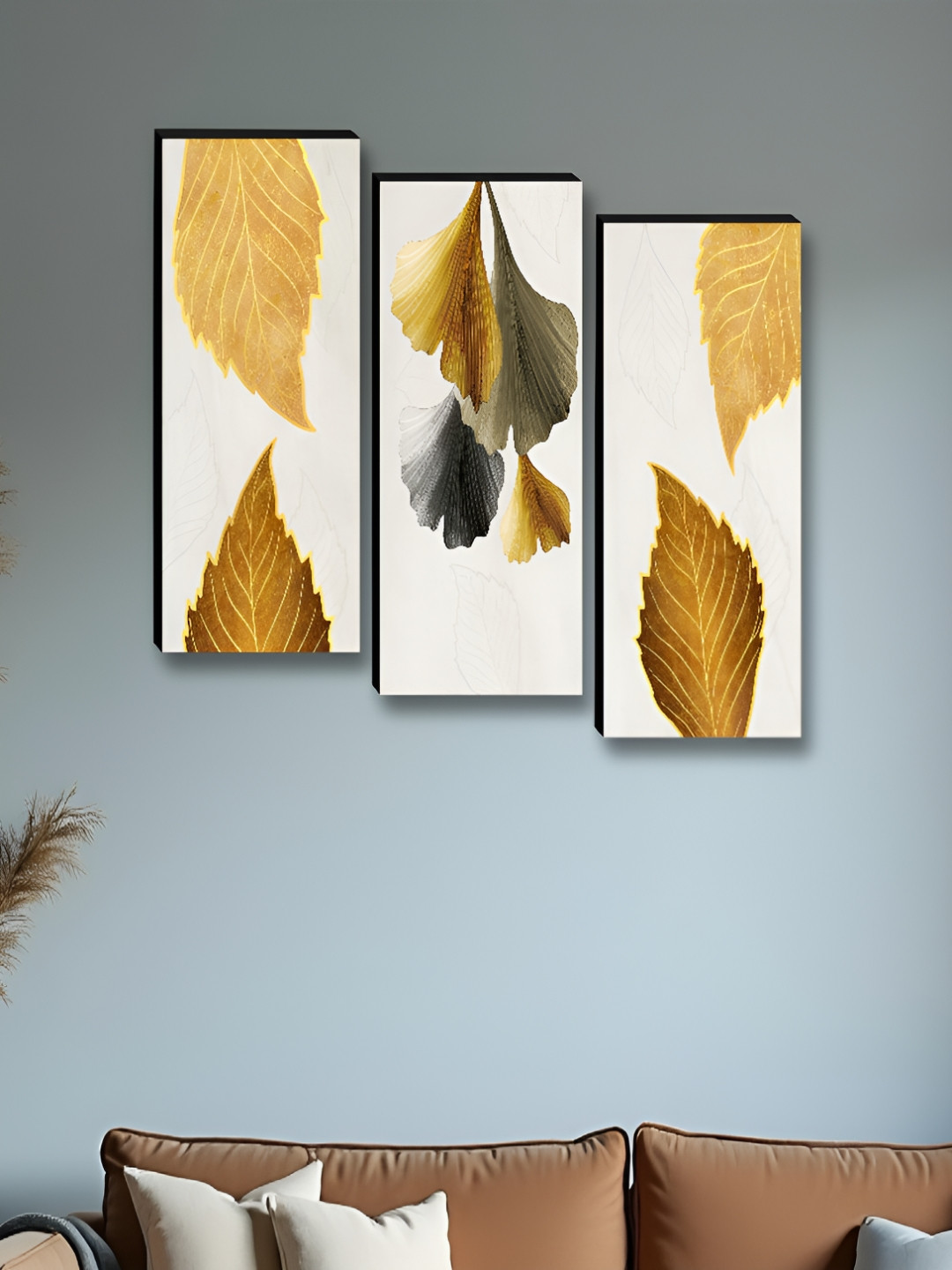 SAF Modern Synthetic Wood 3 Piece Wall Rectangle Paintings Wall Art - 6 x 15In