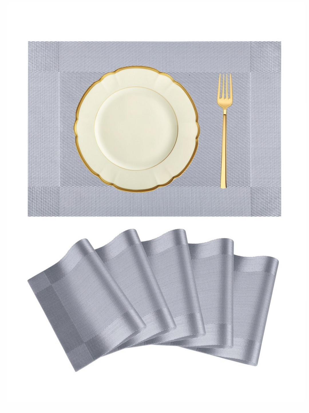 Aura Grey 6 Pieces Textured Long Lasting Table Placemats