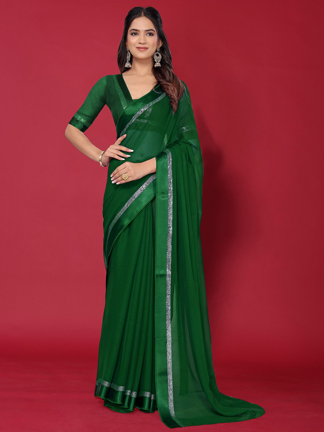 Avojee Pure Gerogette Zari Saree
