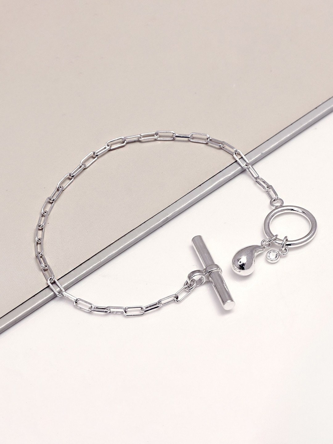 LeCalla 925 Sterling Silver-Plated Paper Clip Link Bracelet