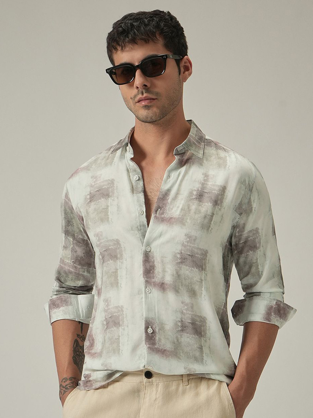 Banana Club Men Tie and Dye Classic Slim Fit Casual Shirt