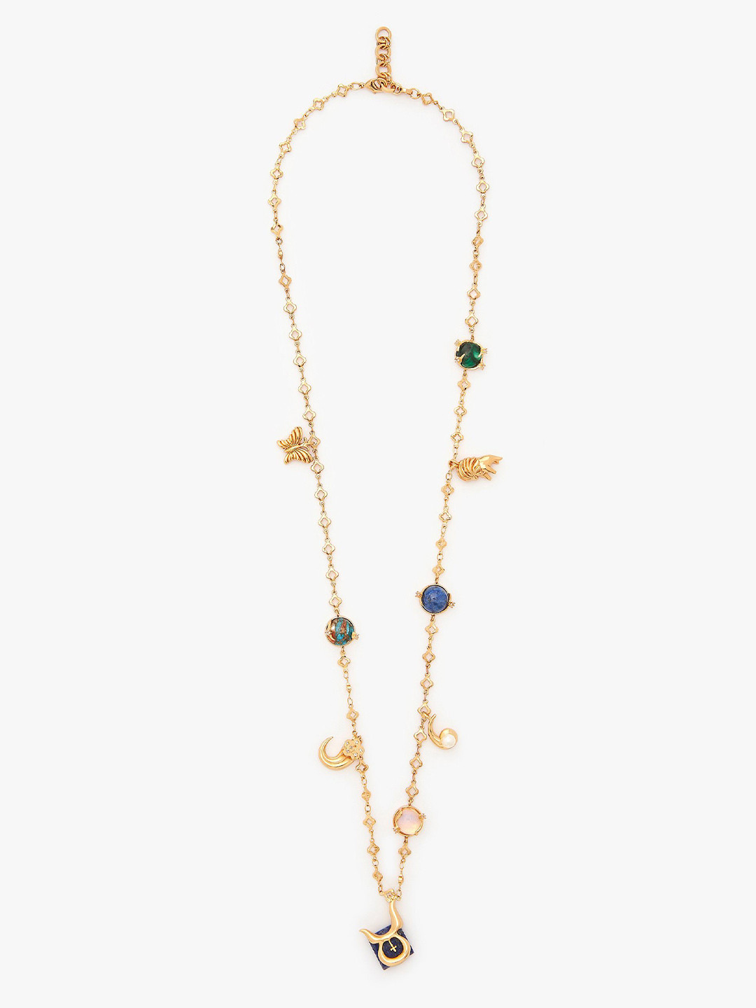Outhouse Taurus Vintage Celestial Halo 22K Gold-Plated Lapis Lazuli Studded Chain