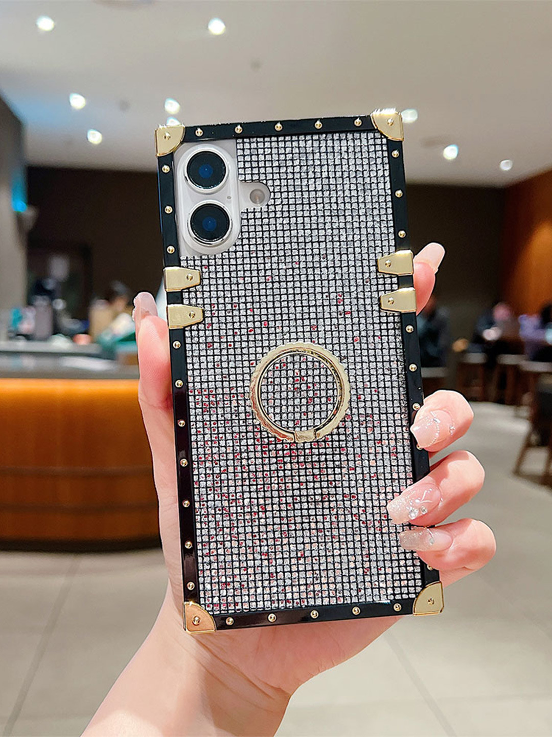 Luxury Kase Slim Protective Cover with Ring Holder iPhone 16 Plus Back Case