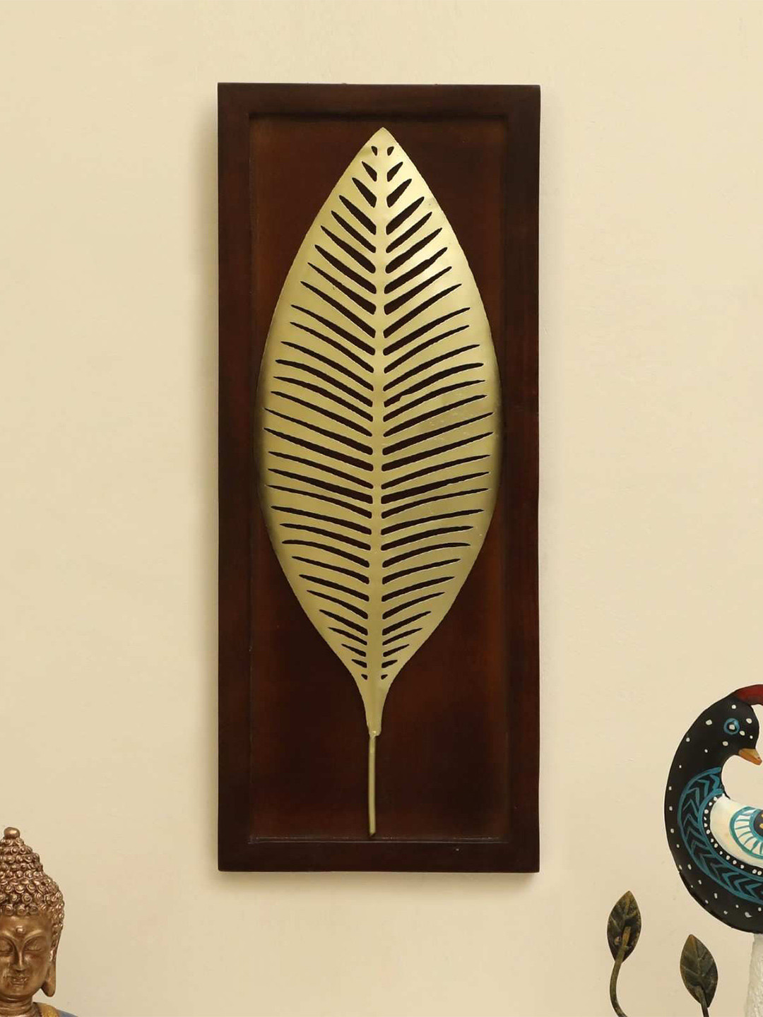 vedas Leaf, W-Kayla Metal Glossy Hanging Hall Wall Hangings-20.1In