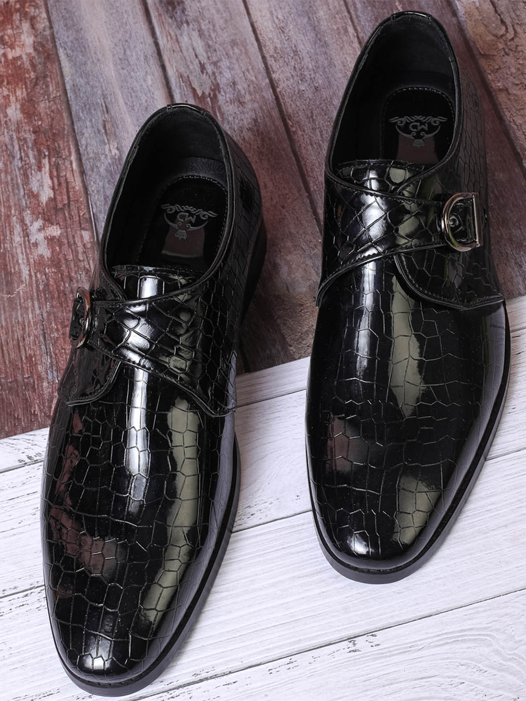 MILLE DOLLARI Men Textured Formal Monk Shoes