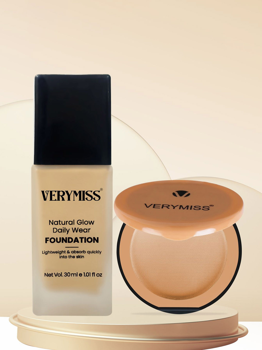 VERYMISS Set Of 2 Daily Foundation- 30 ml- Light Tone & Compact Powder- 9 g