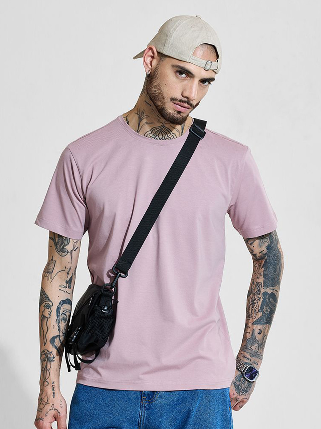 Snitch Cotton Round Neck Short Sleeves Slim Fit T-shirt