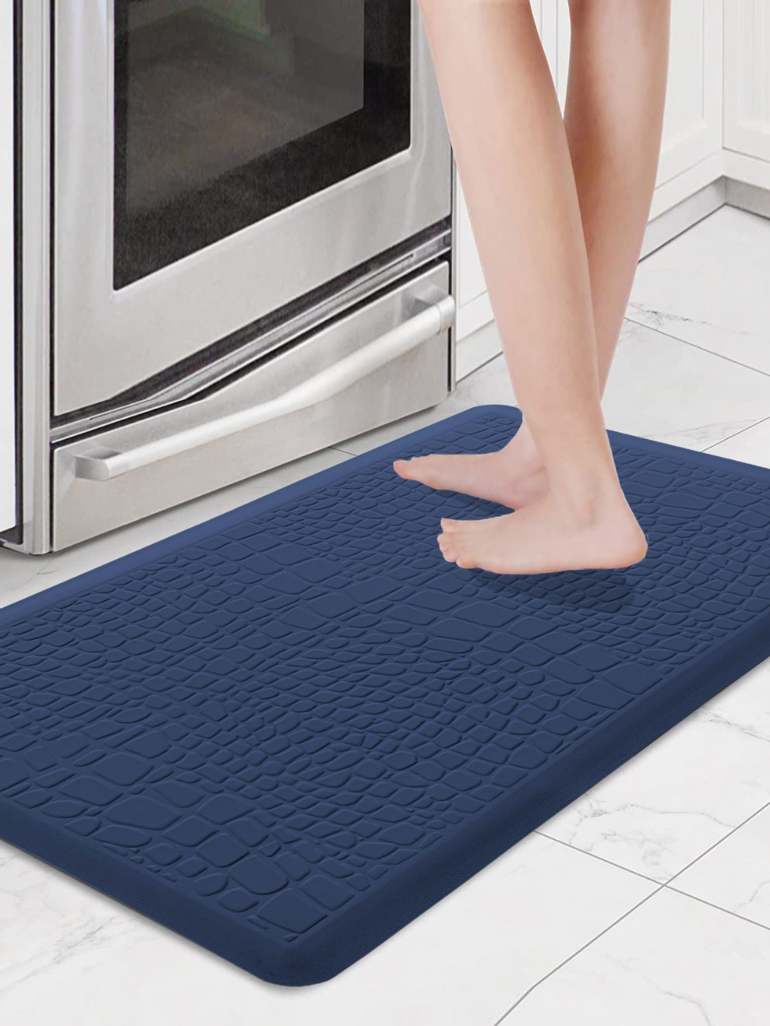 LUXEHOME INTERNATIONAL Teal-Blue Textured Waterproof Cushioned Antiskid Doormat