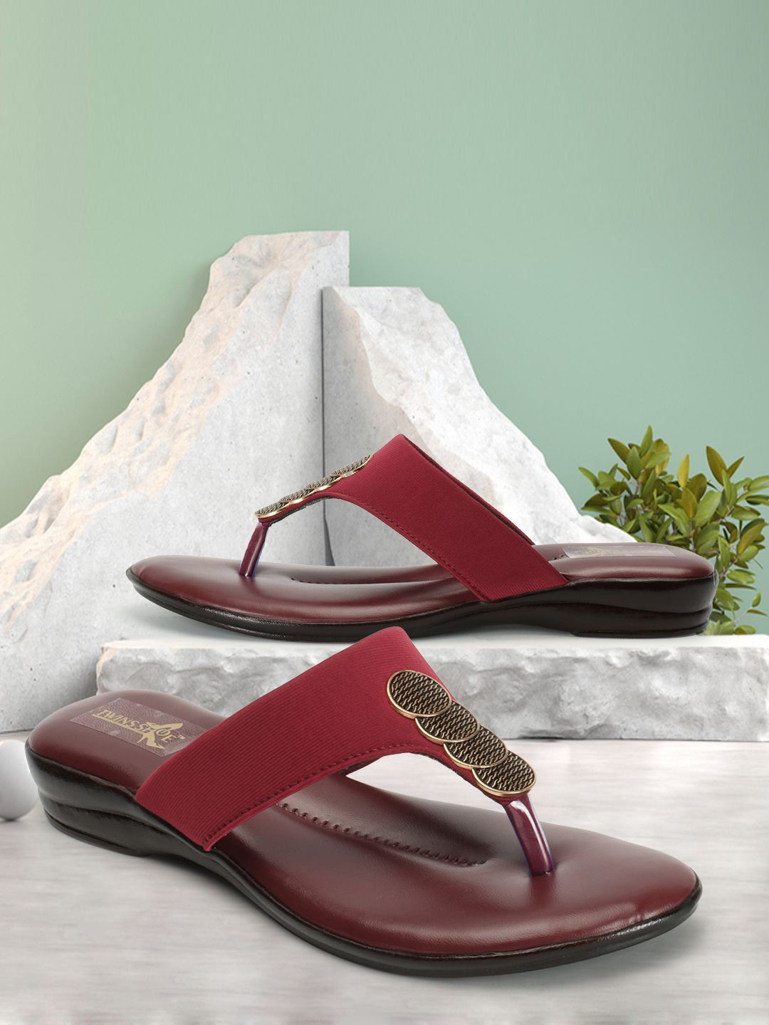 TWINSSHOE Women Open Toe T-Strap Flats