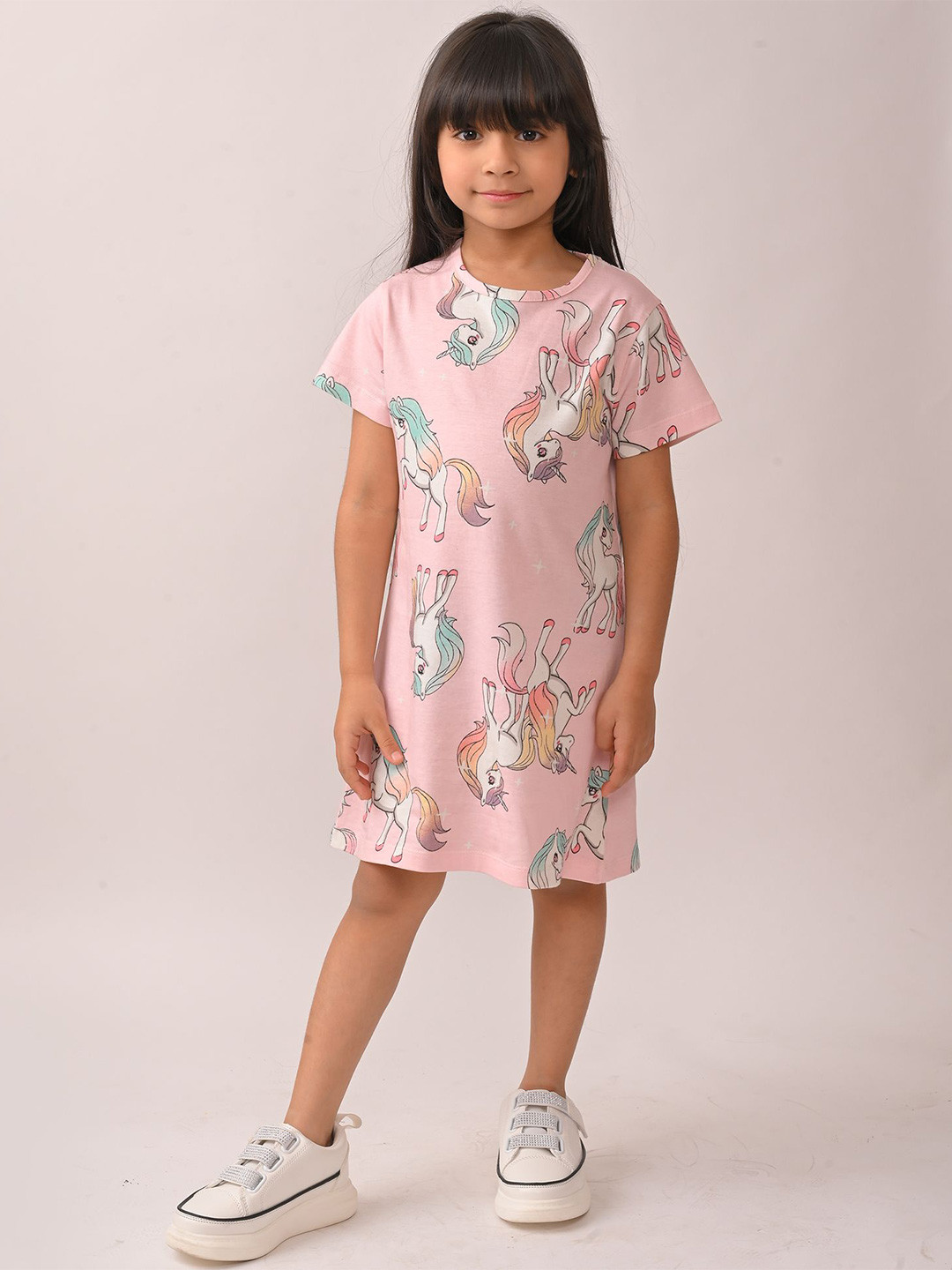 Anthrilo Summer Unicorn Star Pretty Pink Casual Dress