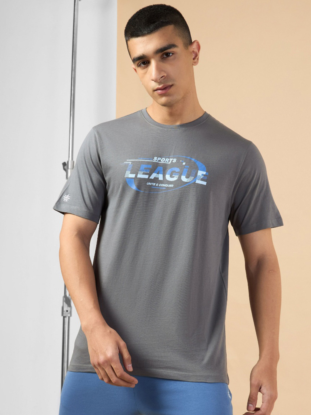 CULT Men Dark Grey Sports League Graphic T-shirt