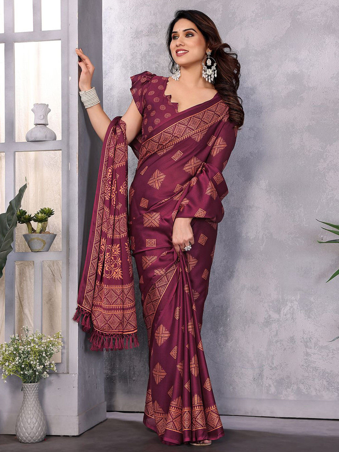 FABMORA ATRANGI-BOX Ethnic Motifs Printed Block Print Saree