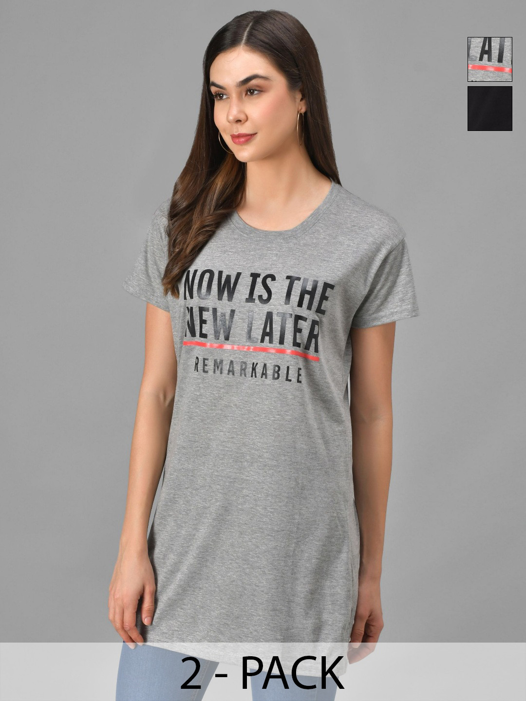 Christy World Women 2 Extended Sleeves Pockets T-shirt