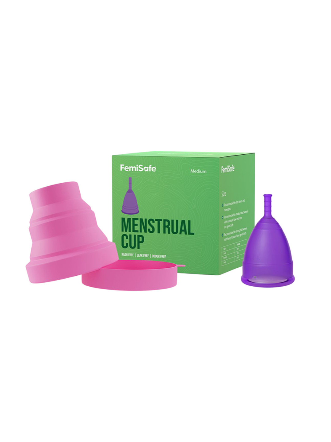 FEMISAFE Menstrual Cup And Sterilizer- M- Purple