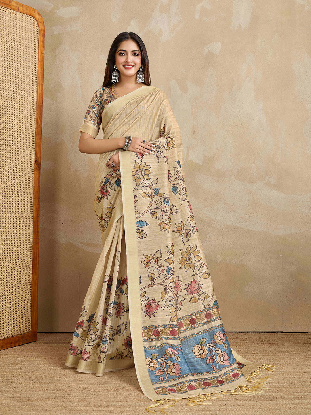 DOI MOI Floral Printed Ready to Wear Bagh Saree