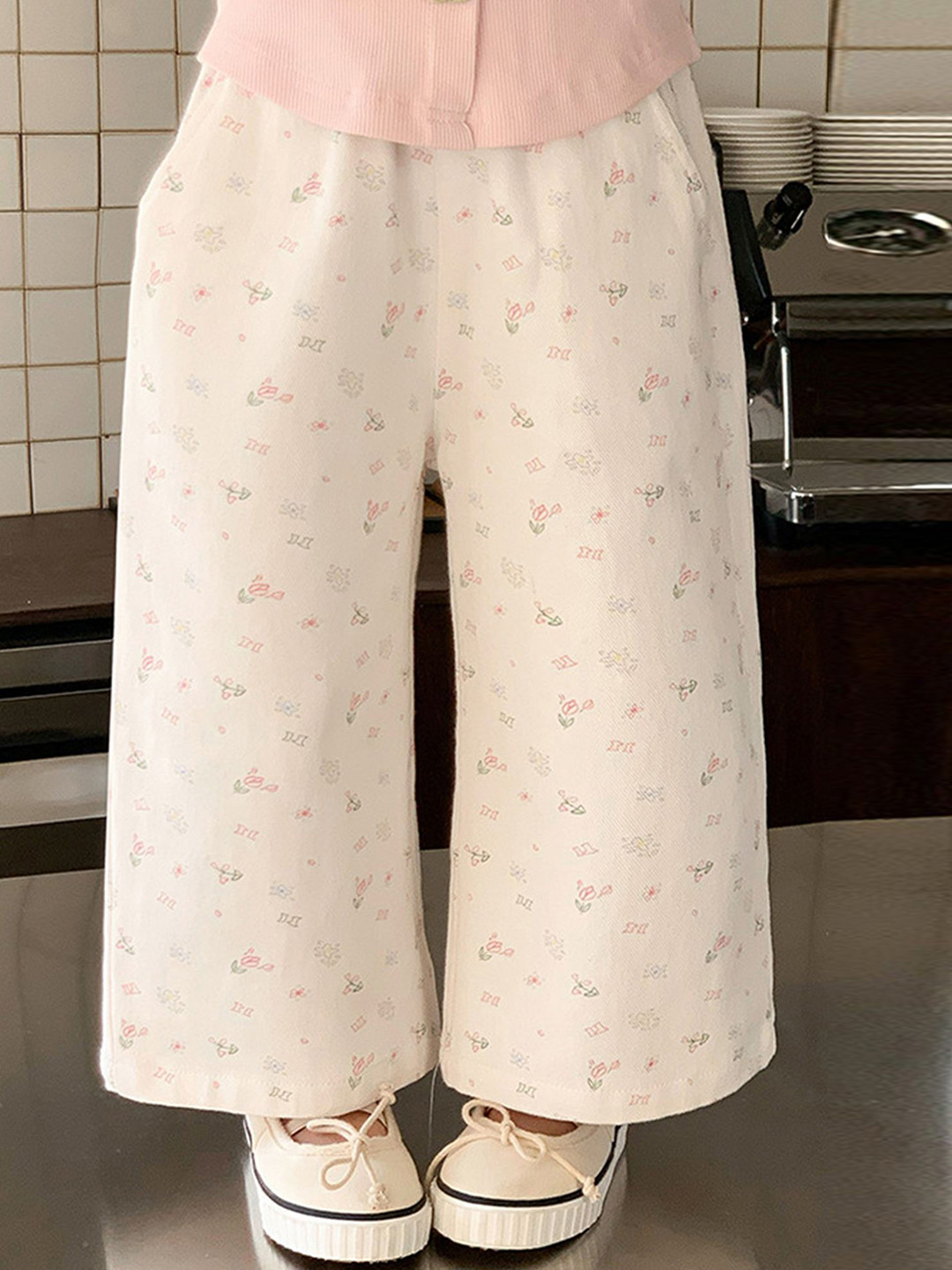 LULU & SKY Girls Wide Leg High-Rise Track Pants