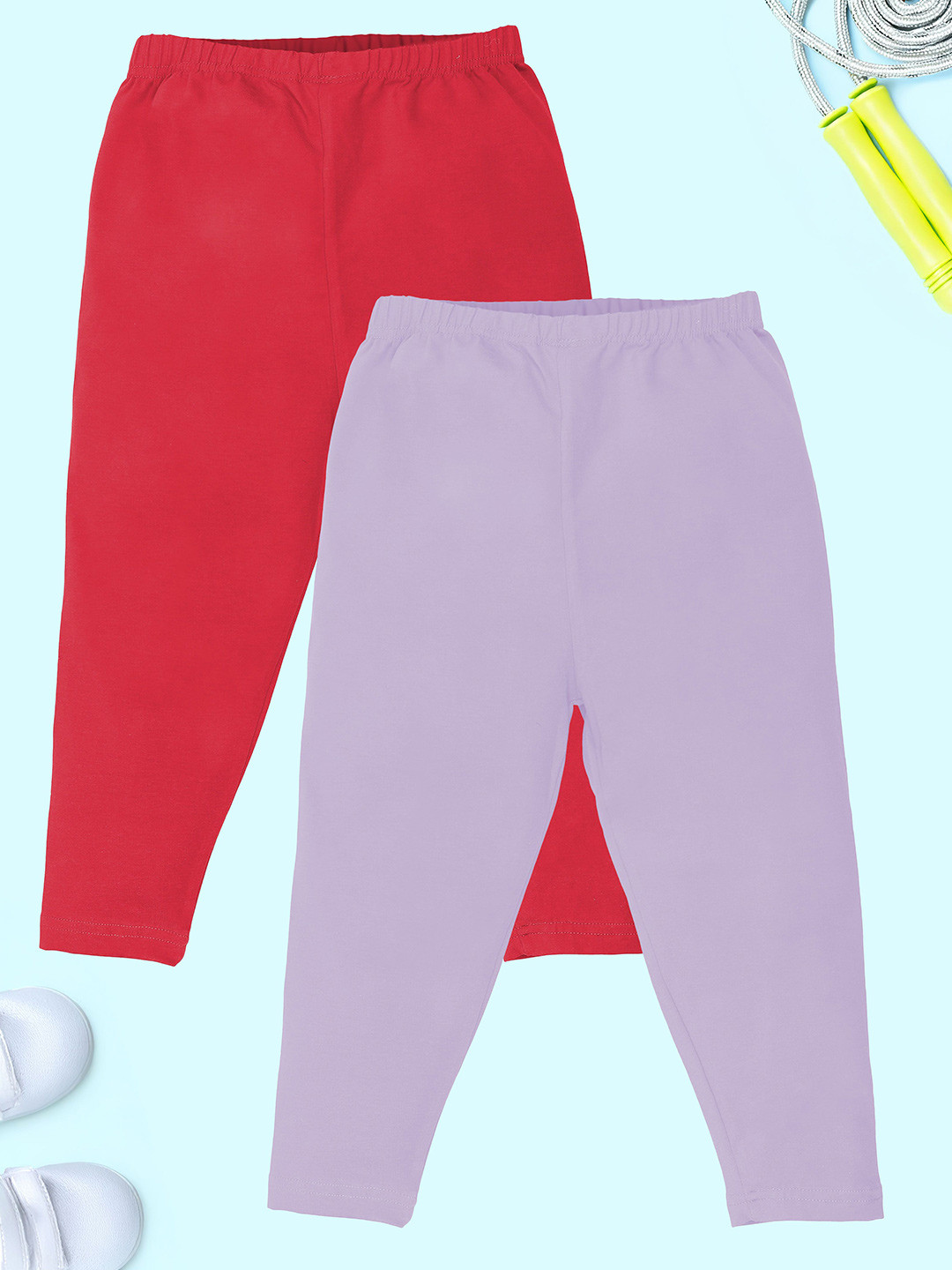 KiddoPanti Girls Pack of 2 Regular Fit Mid-Rise Capris