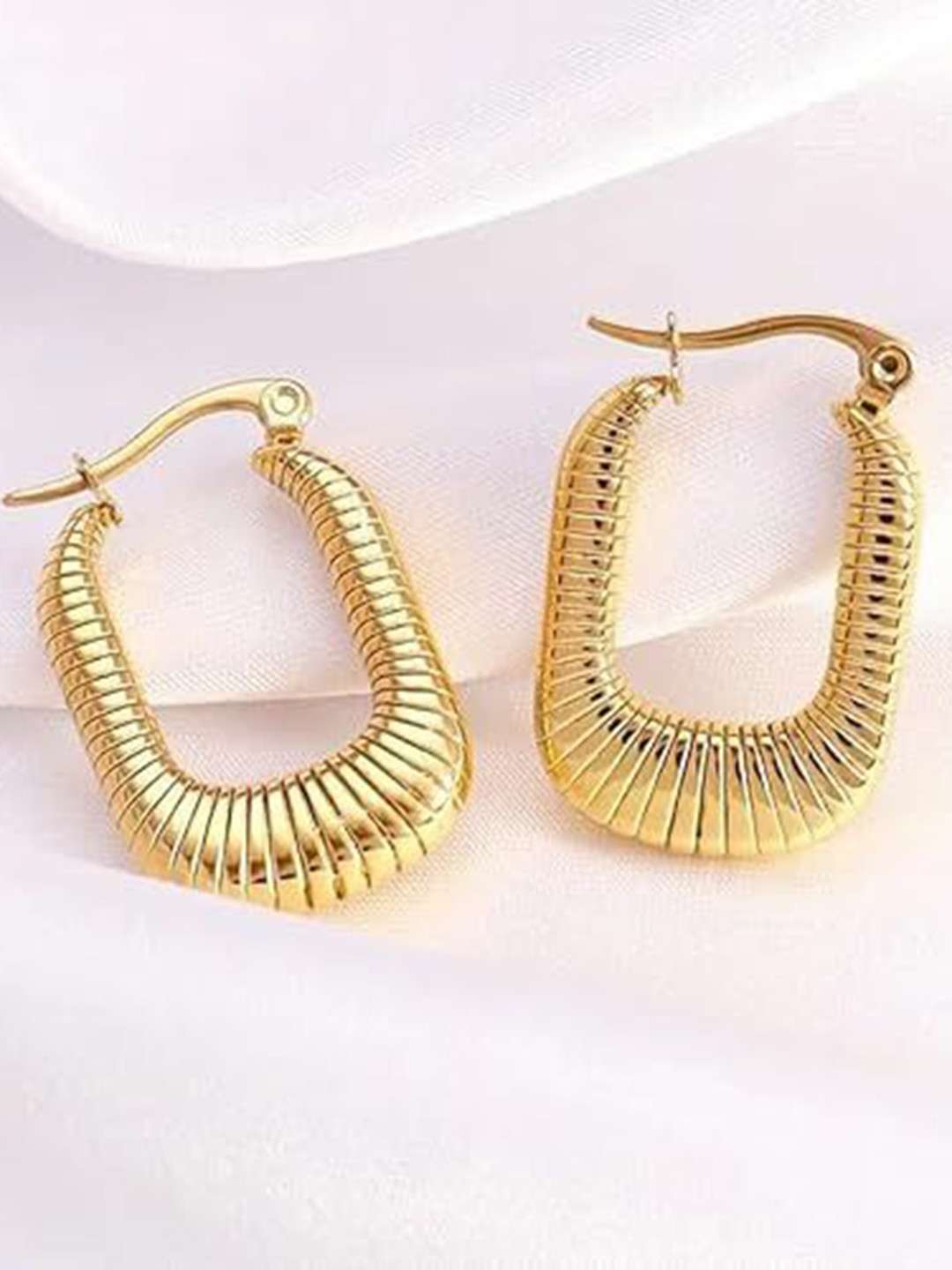 ADC SHEMONA Sophie Gold-Plated Square Shaped Hoop Earrings