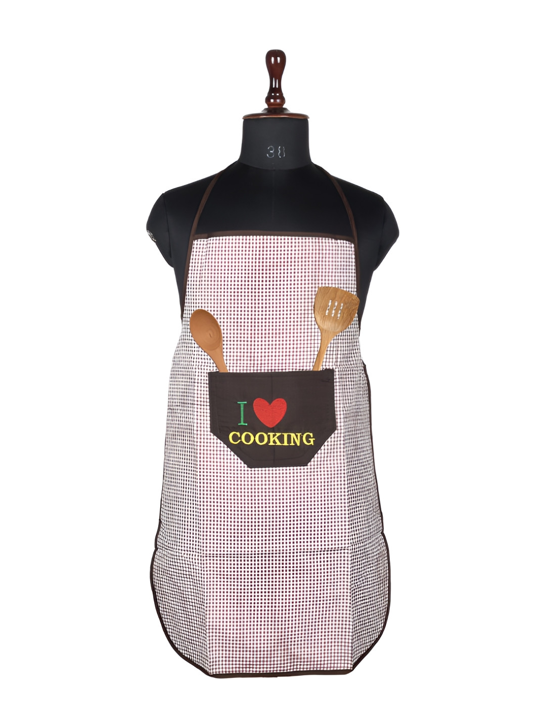 Aura Brown & White Checked Waterproof Aprons