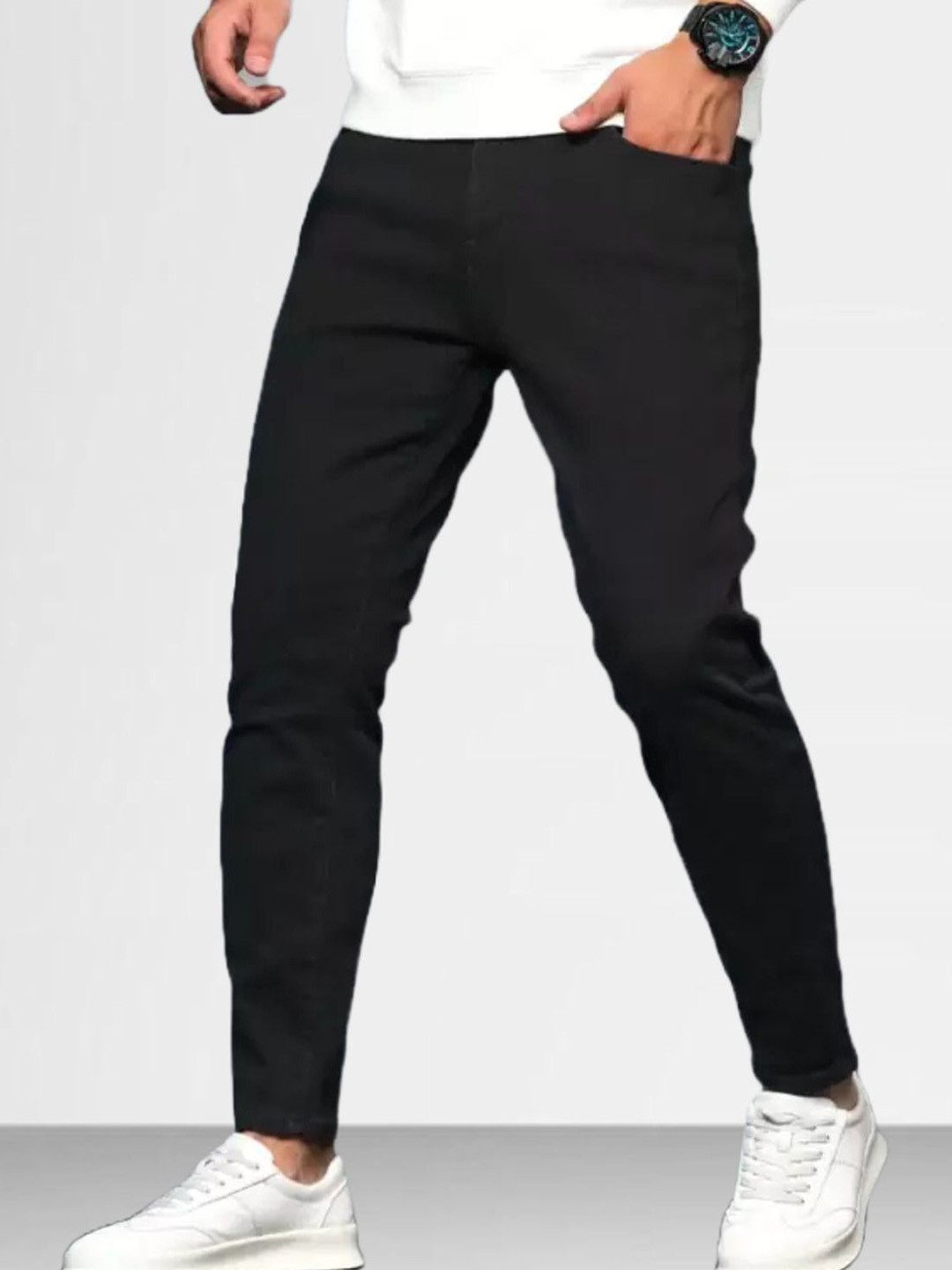 LINARIA Men Cotton Classic Tapered Fit Stretchable Jeans