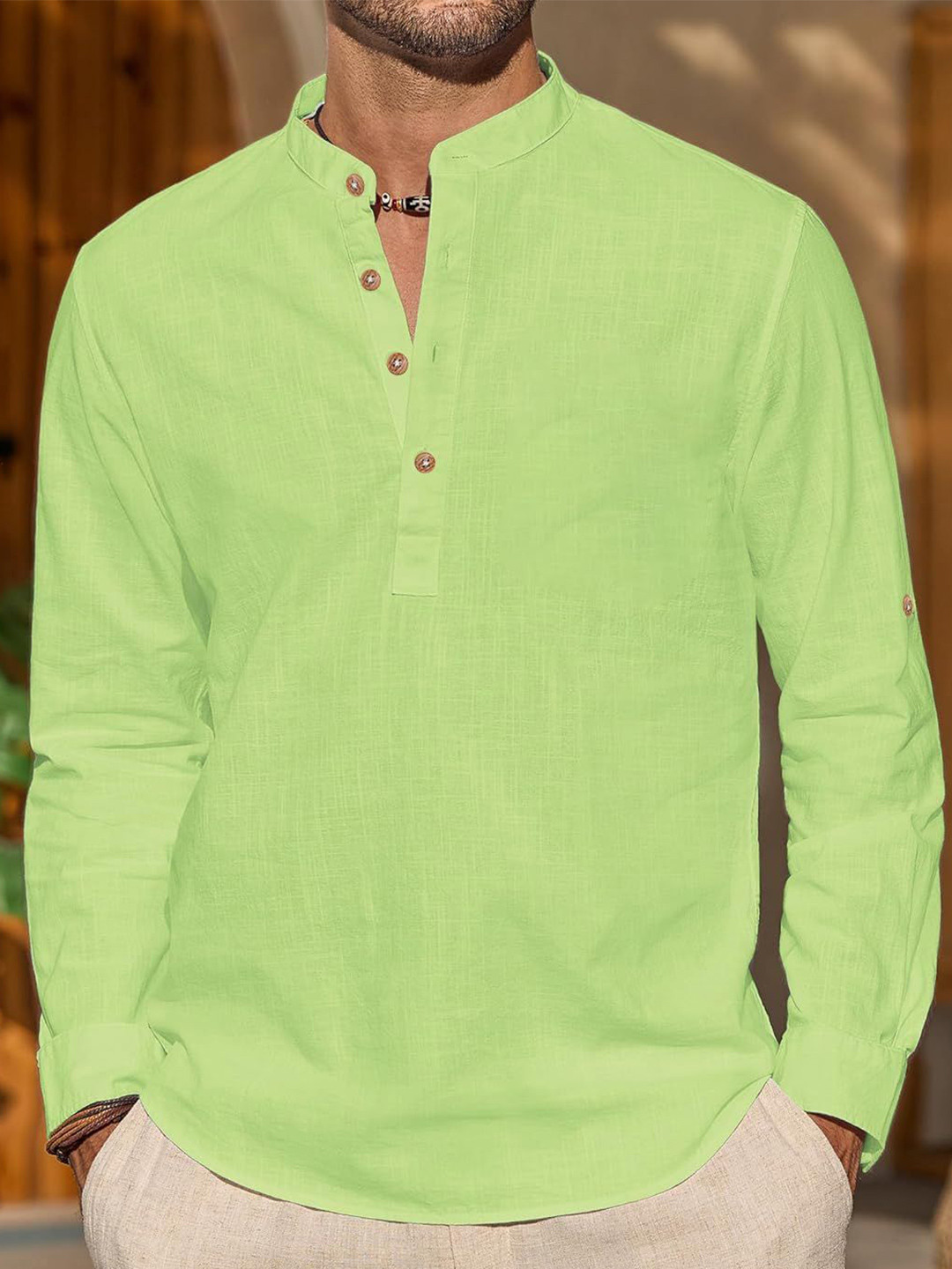 EdinWolf Men India Slim Fit Mandarin Collar Solid Cotton Casual Kurta