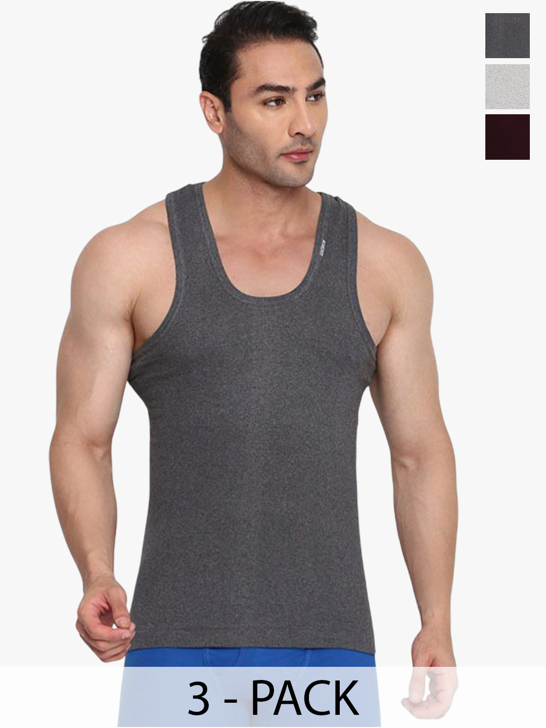 COLORS by Rupa Frontline Men Pack Of 3 Pure Cotton Innerwear Vests