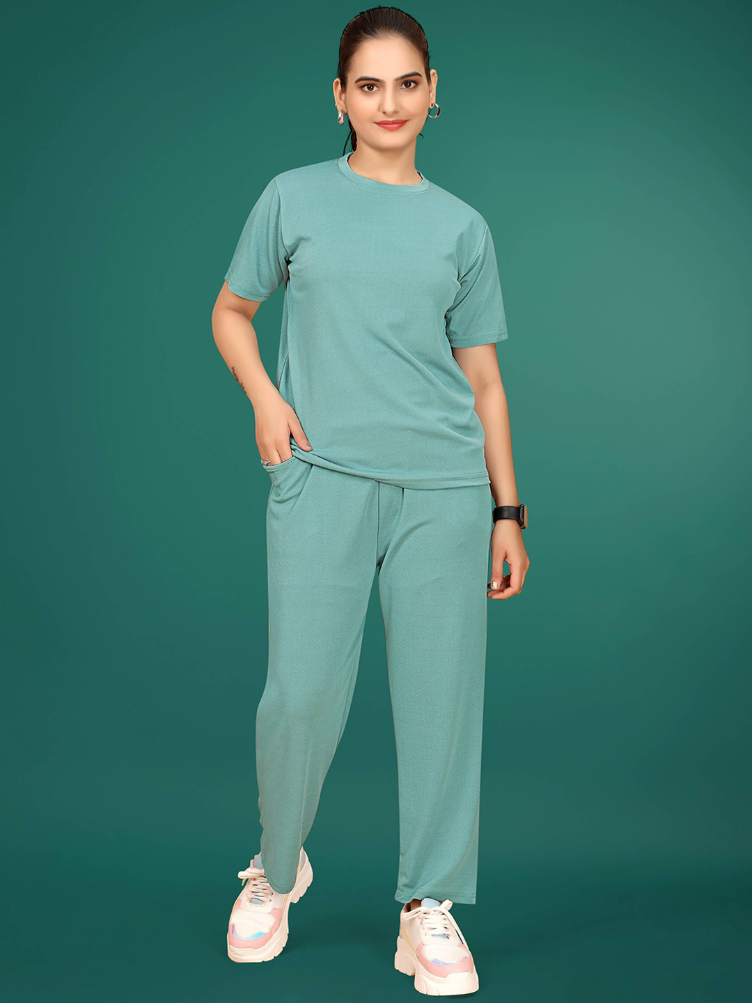 JK Creation Round Neck T-Shirt With Trousers