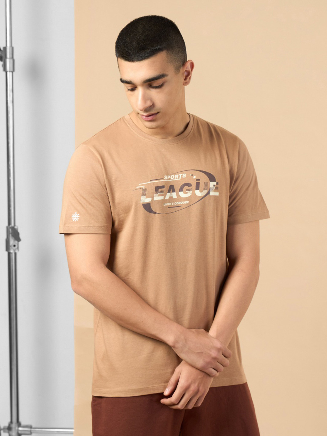 CULT Men Khaki Sports League Graphic T-shirt