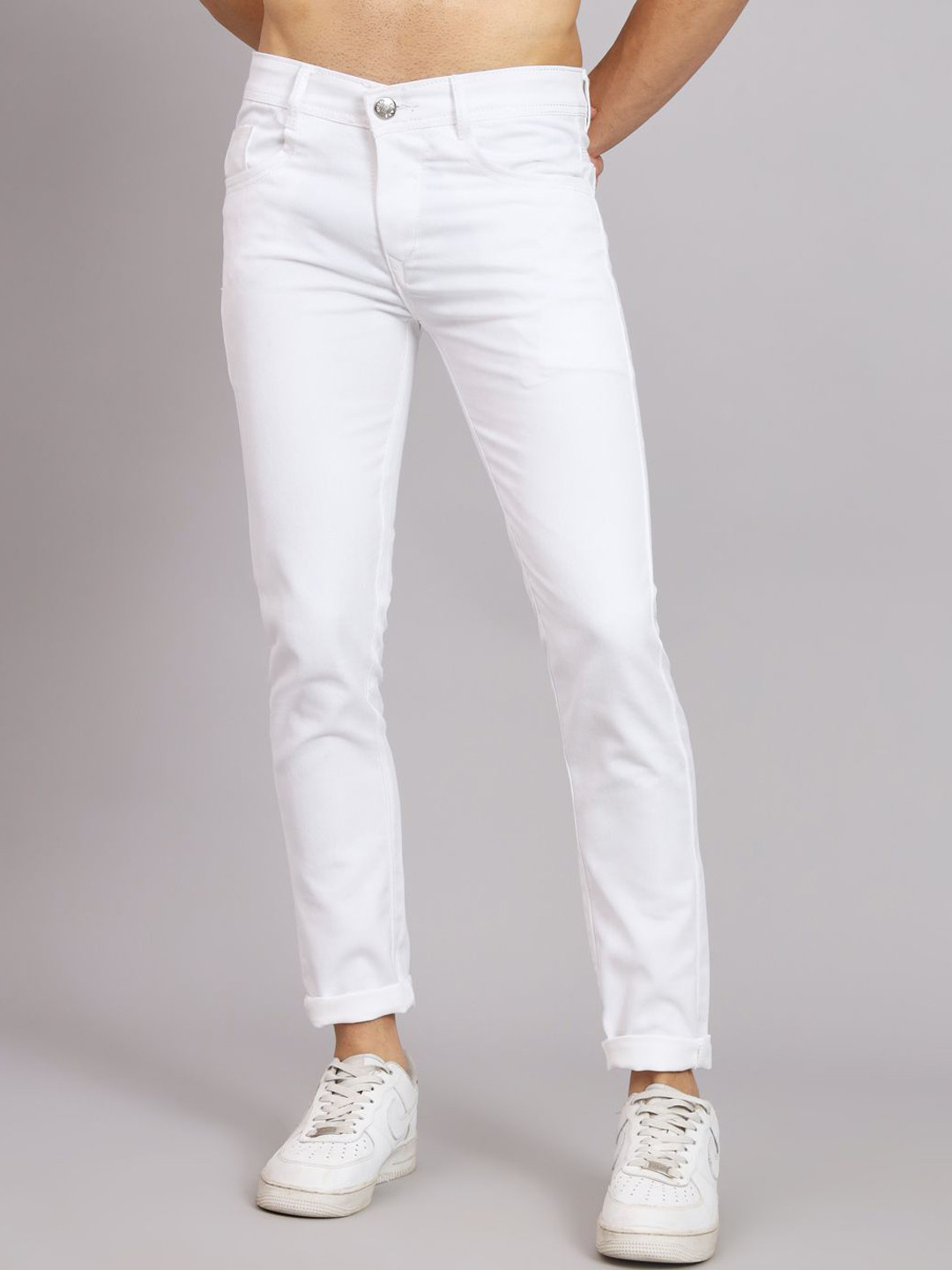 LINARIA Men Cotton Classic Regular Fit Mid-Rise Clean Look Stretchable Jeans