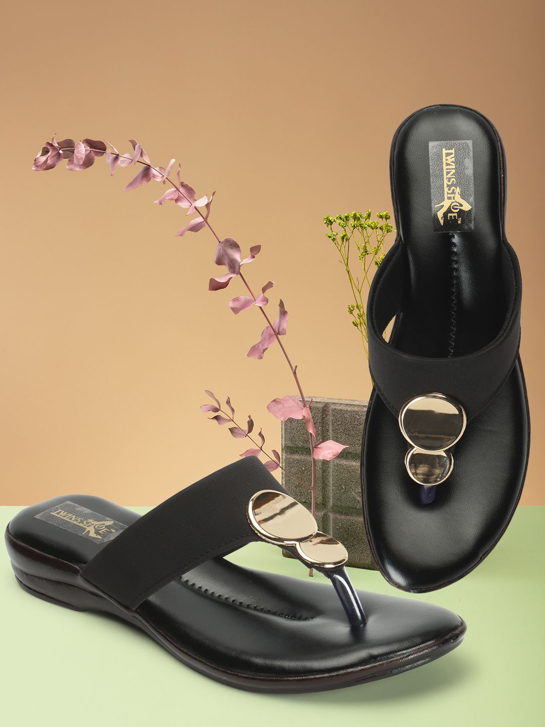 TWINSSHOE Women Open Toe Flats