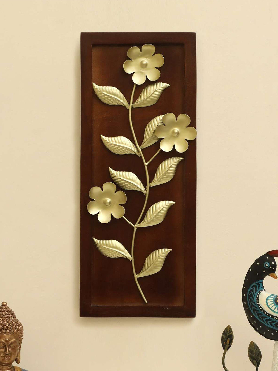 vedas Leaf, W-Oliver Metal Floral Glossy Hanging Hall Wall Hangings-20.1In