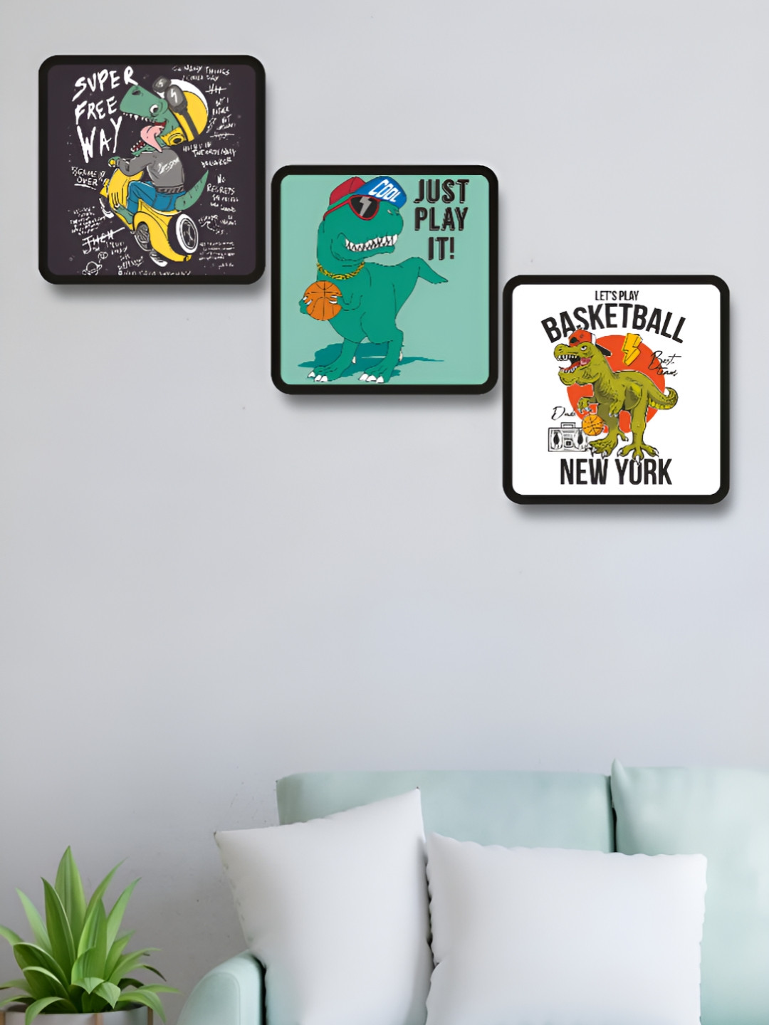 Myntra Elegant Homes Green & White 3 Pieces Motivational Quotes Printed Wooden Wall Art