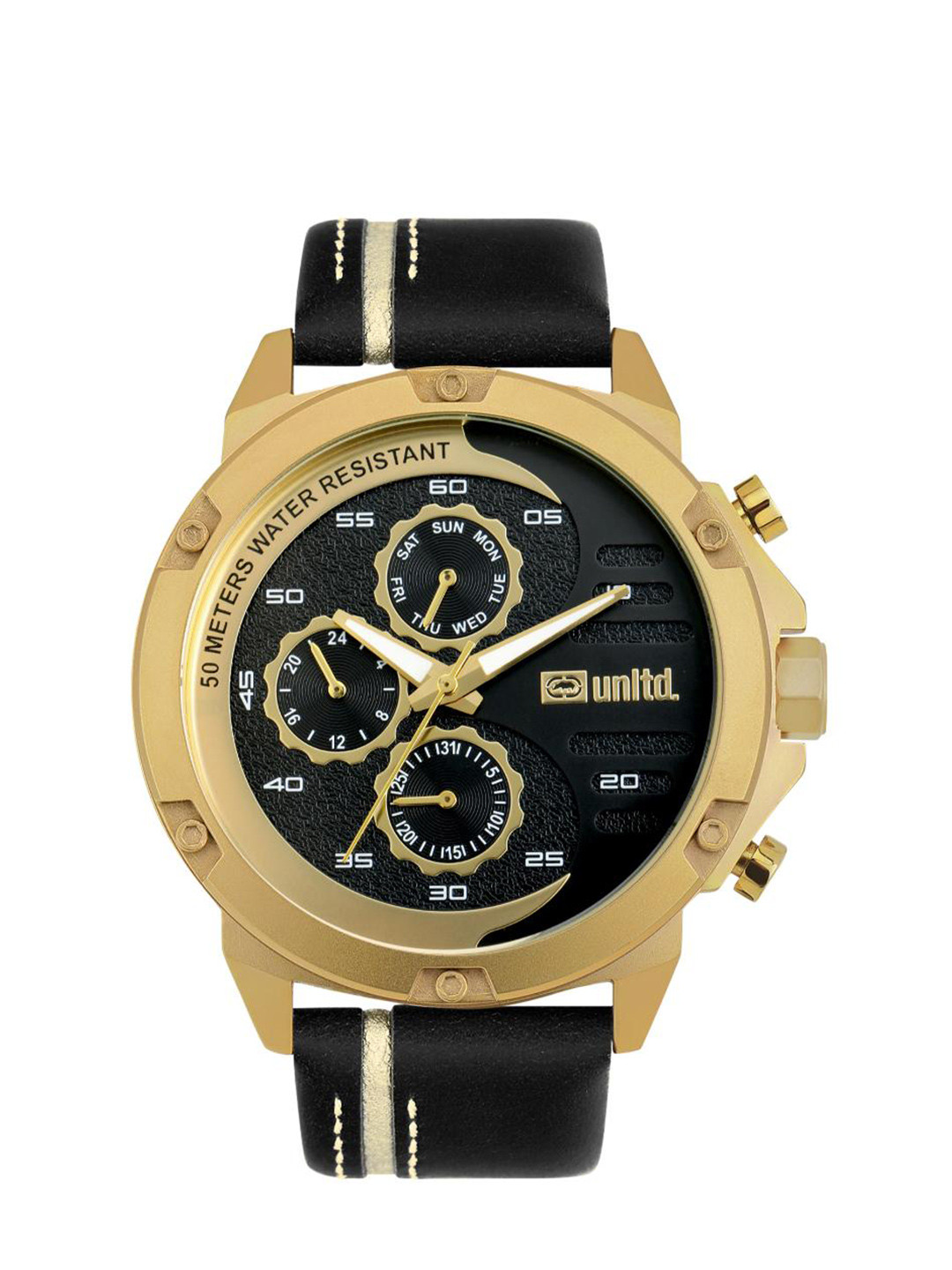 unltd. Men Brass Dial & Leather Straps Analogue Watch UNG050002