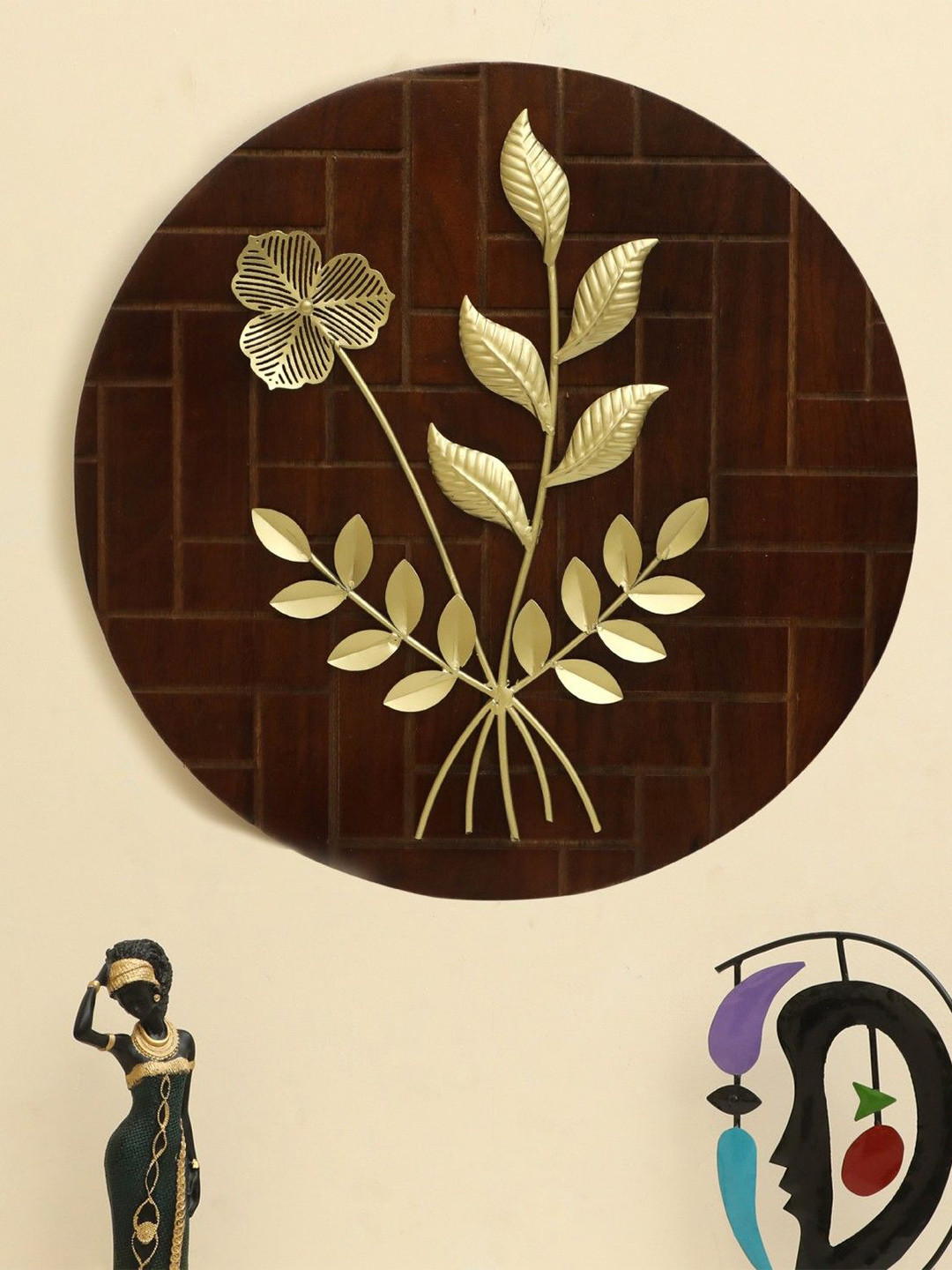 vedas Leaf , W-Banyu Metal Floral Matte Hanging Hall Wall Hangings-16.9In