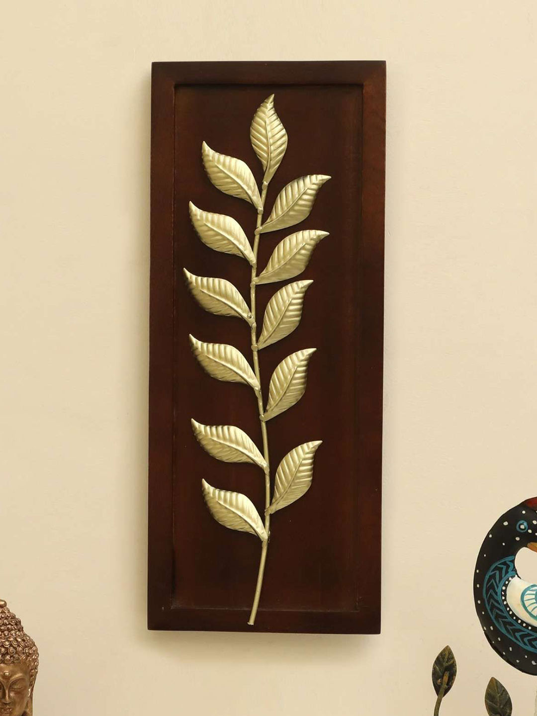 vedas Leaf, W-Evan Metal Matte Hanging Hall Wall Hangings-20.1In